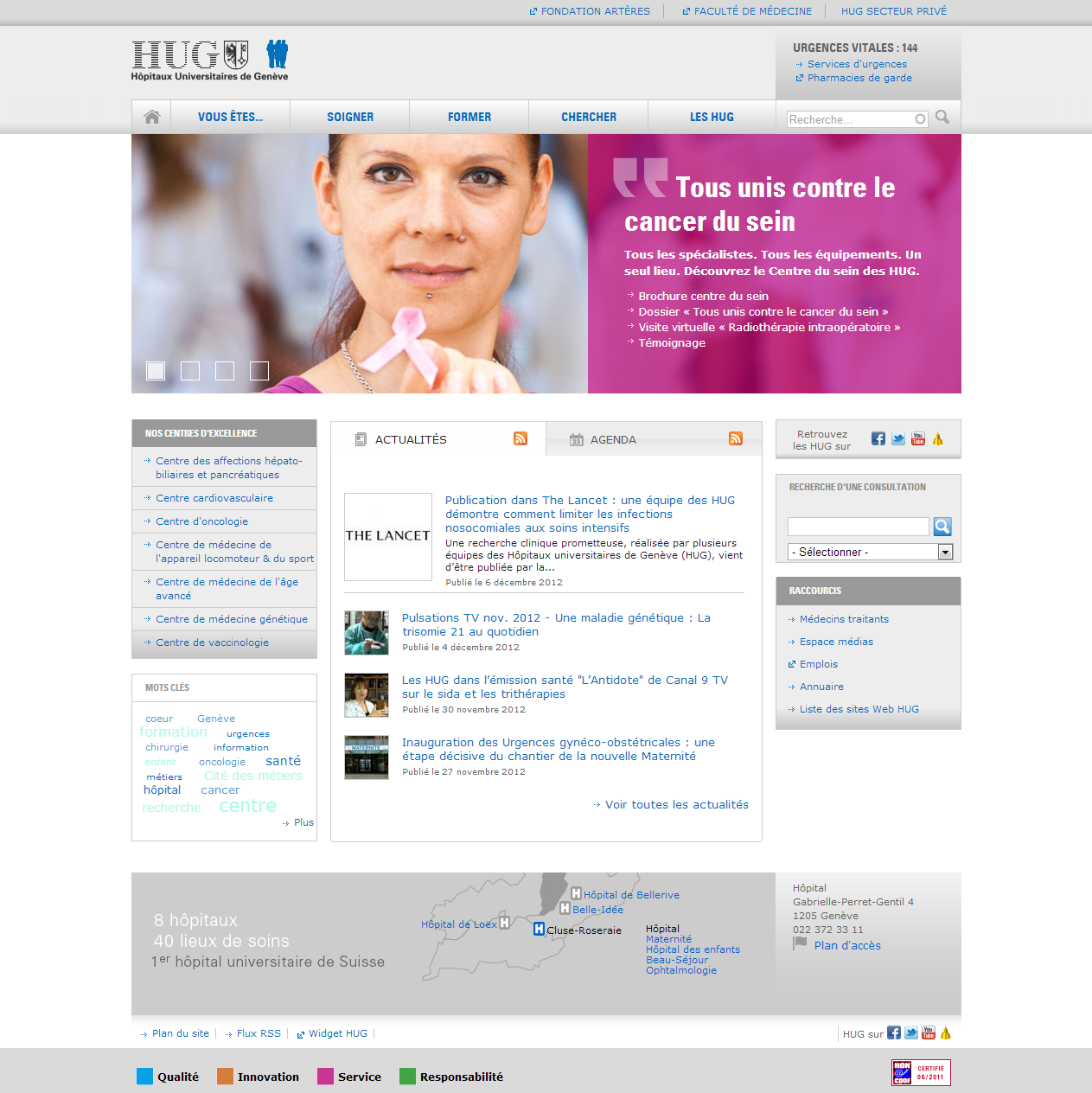 Refonte du site internet des HUG, TMA et usine à sites