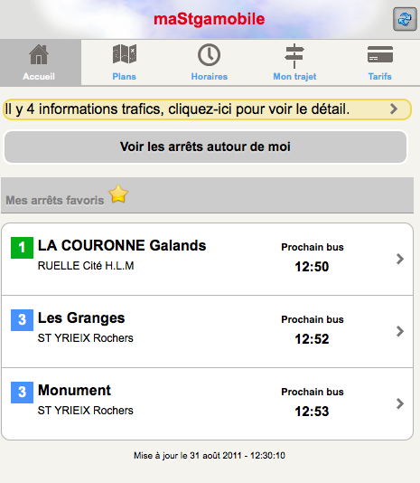 Application mobile de la STGA - WebApp