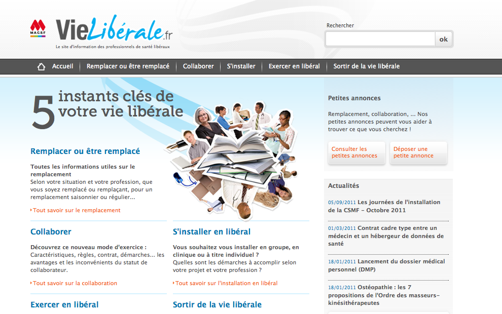 création de "Vie Libérale" : le site des libéraux de la santé