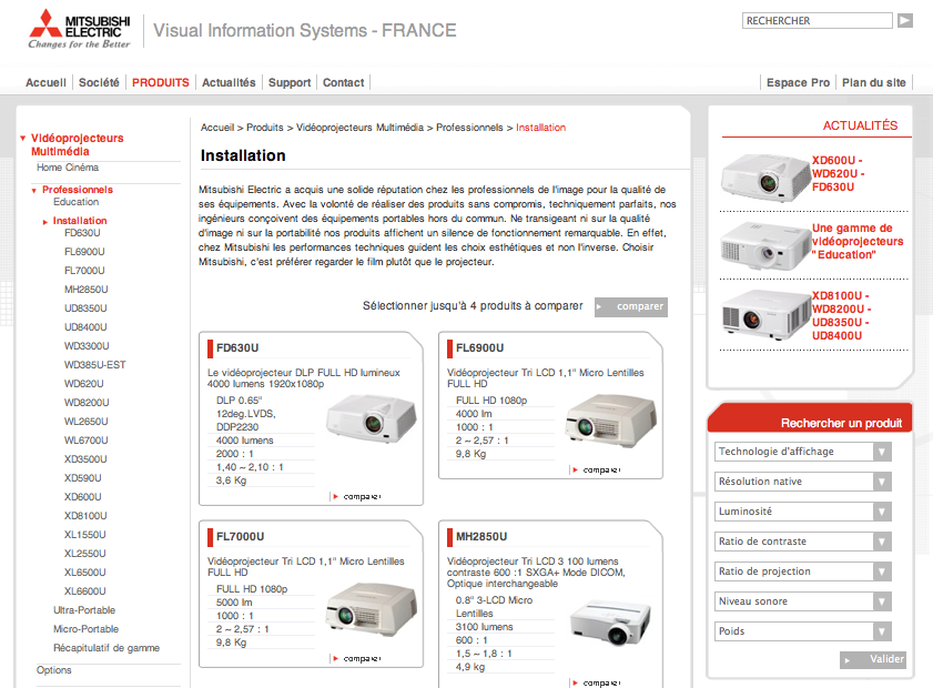 Screenshot de MitsubishiElectric.fr