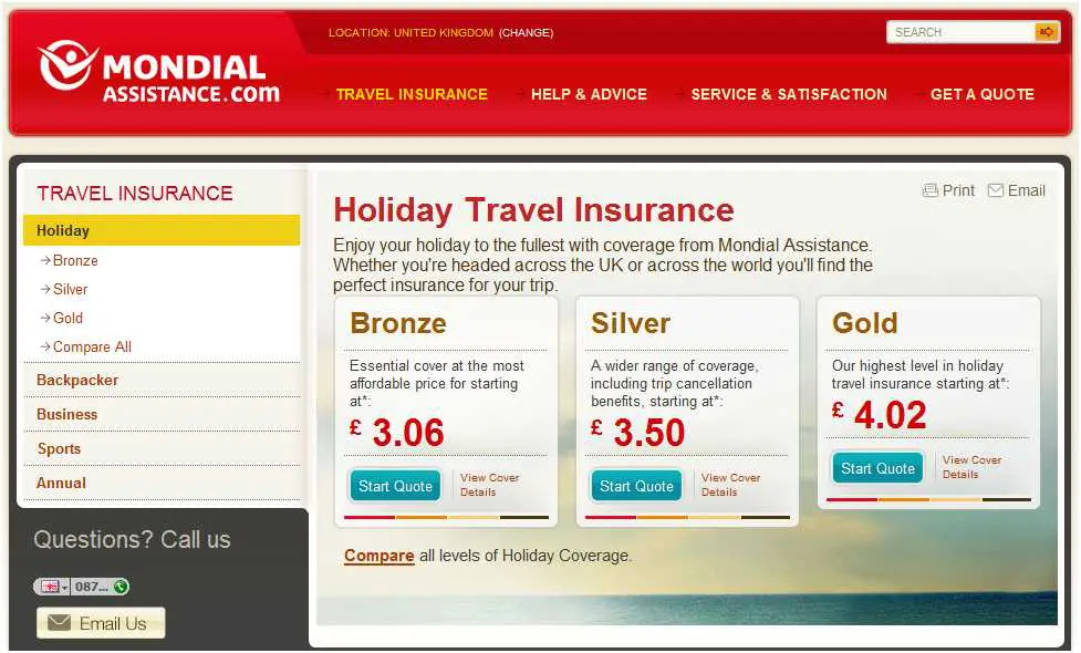 Screenshot du site mondial assistance.com