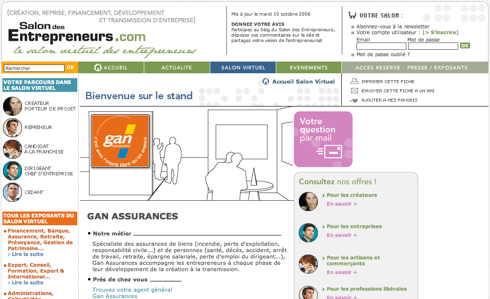 Screenshot du site internet du Salon des Entrepreneurs