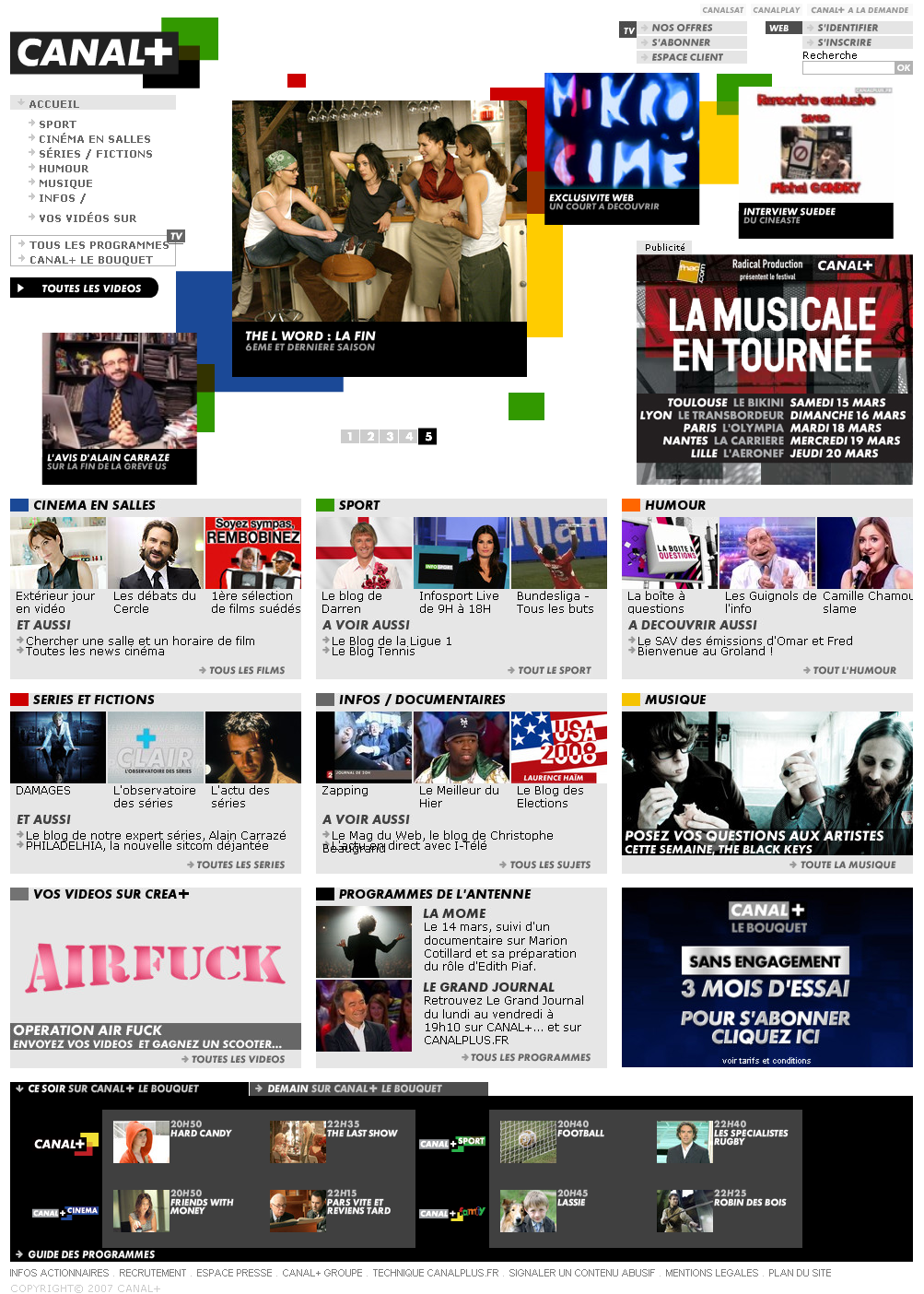 Screenshot du sit Canal+