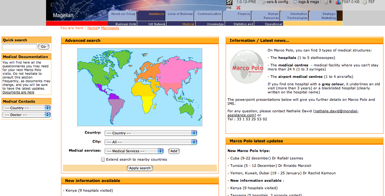 Screenshot Géolocalisation de mondial assistance 