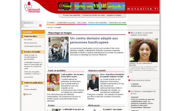 Screenshot du site Internet mutualite.fr