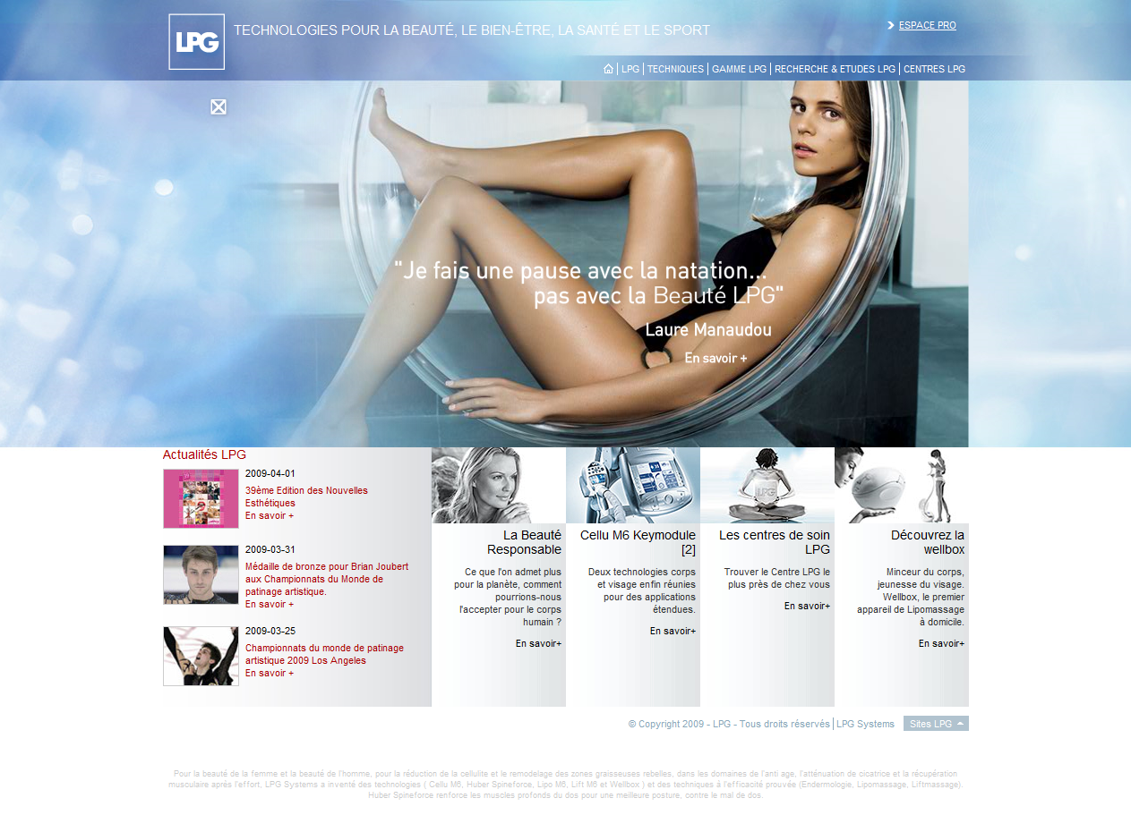 Screenshot du site corporate de LPG Systems avec Symfony