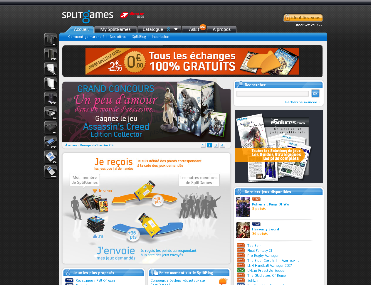Screenshot de Splitgames.fr avec Symfony