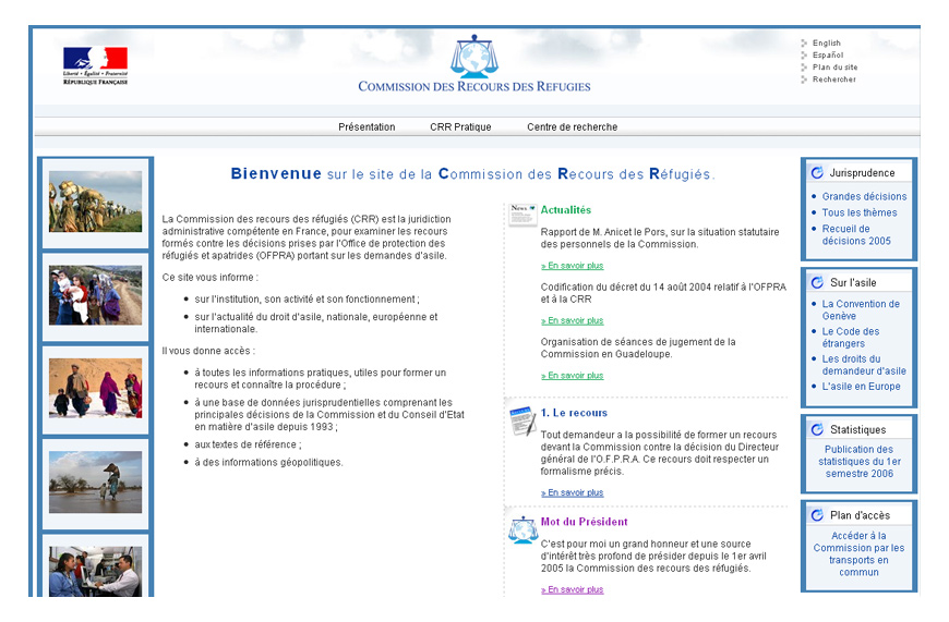Screenshot du site Internet de la CRR